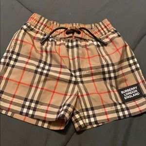 Burberry Logo Appliqué Check Swim Shorts